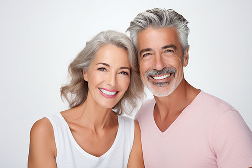 Senior couple with beautiful smiles